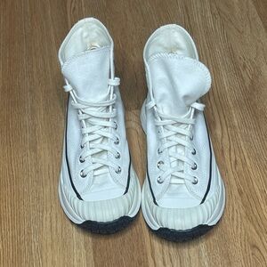 Converse White Canvas High-Top Sneakers with Black Trim